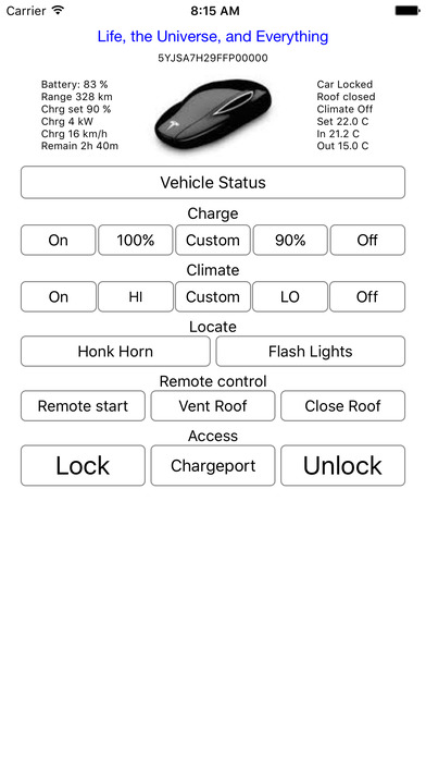 Key fob for Tesla Screenshots